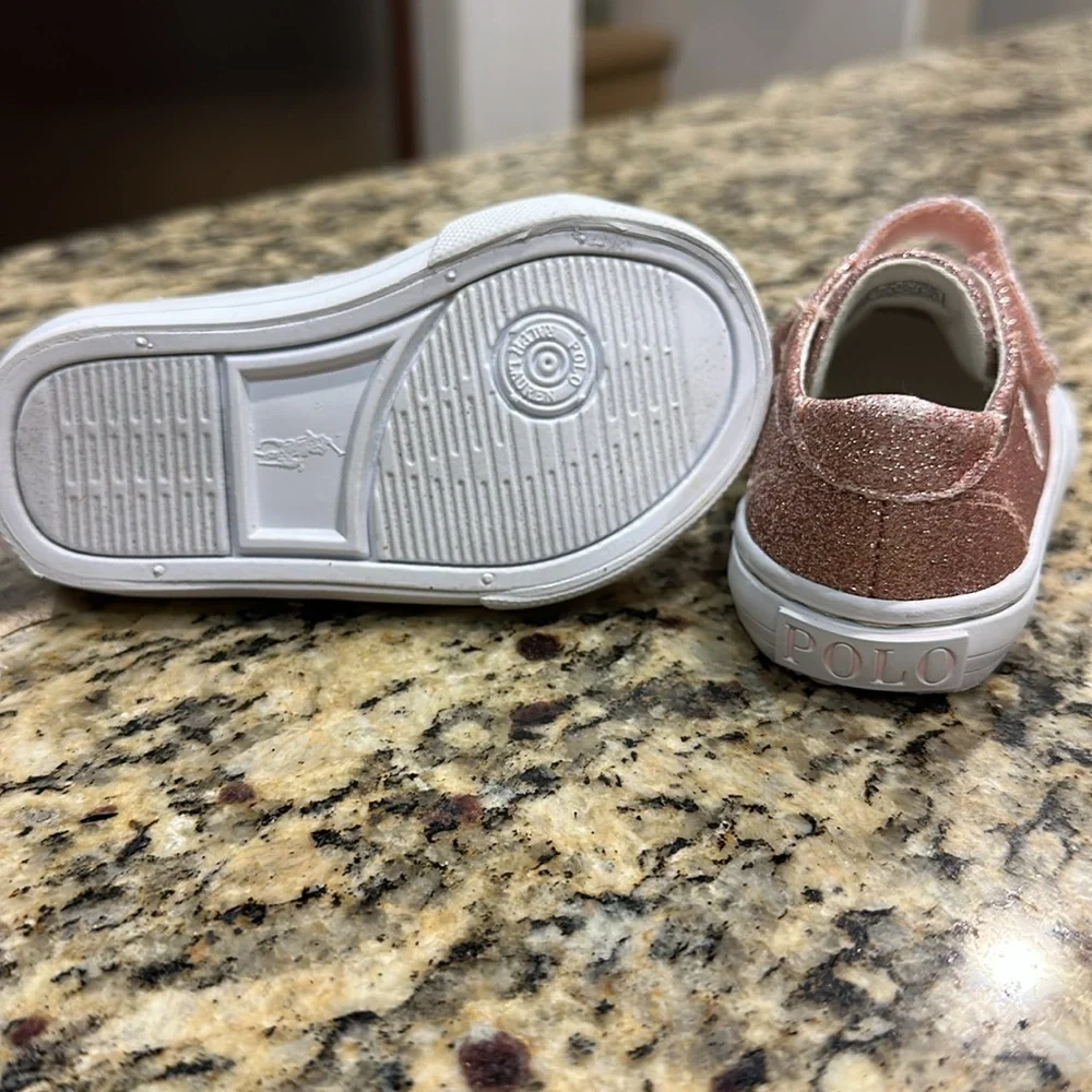 Polo Ralph Lauren Girls Glitter Sparkly Pink Toddler Shoes Size 5